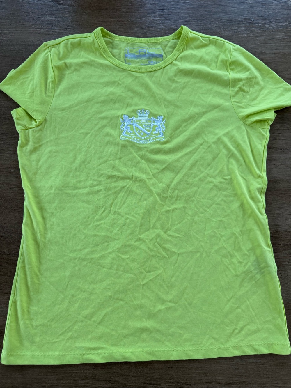 Ralph Lauren Neon Lime Short Sleeve Crewneck Tee with Embroidered Crest